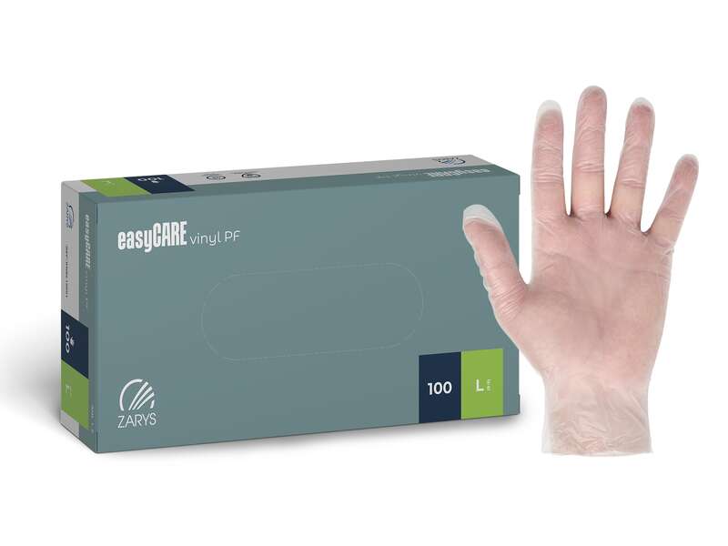 easyCARE vinyl PF Рукавички оглядові, вінілові, без пудри, нестерильні, розмір L, ZARYS